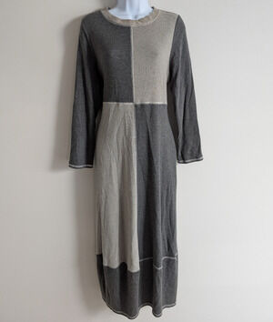IC By Connie K Maxi Dress Womens Large Lagenlook Art To Wear Patchwork Relaxed